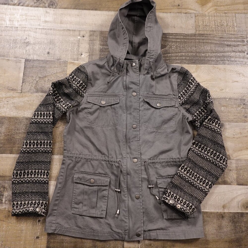 CoffeeShop Canvas‎ Jacket women's large gray Eucalyptus BUCKLE